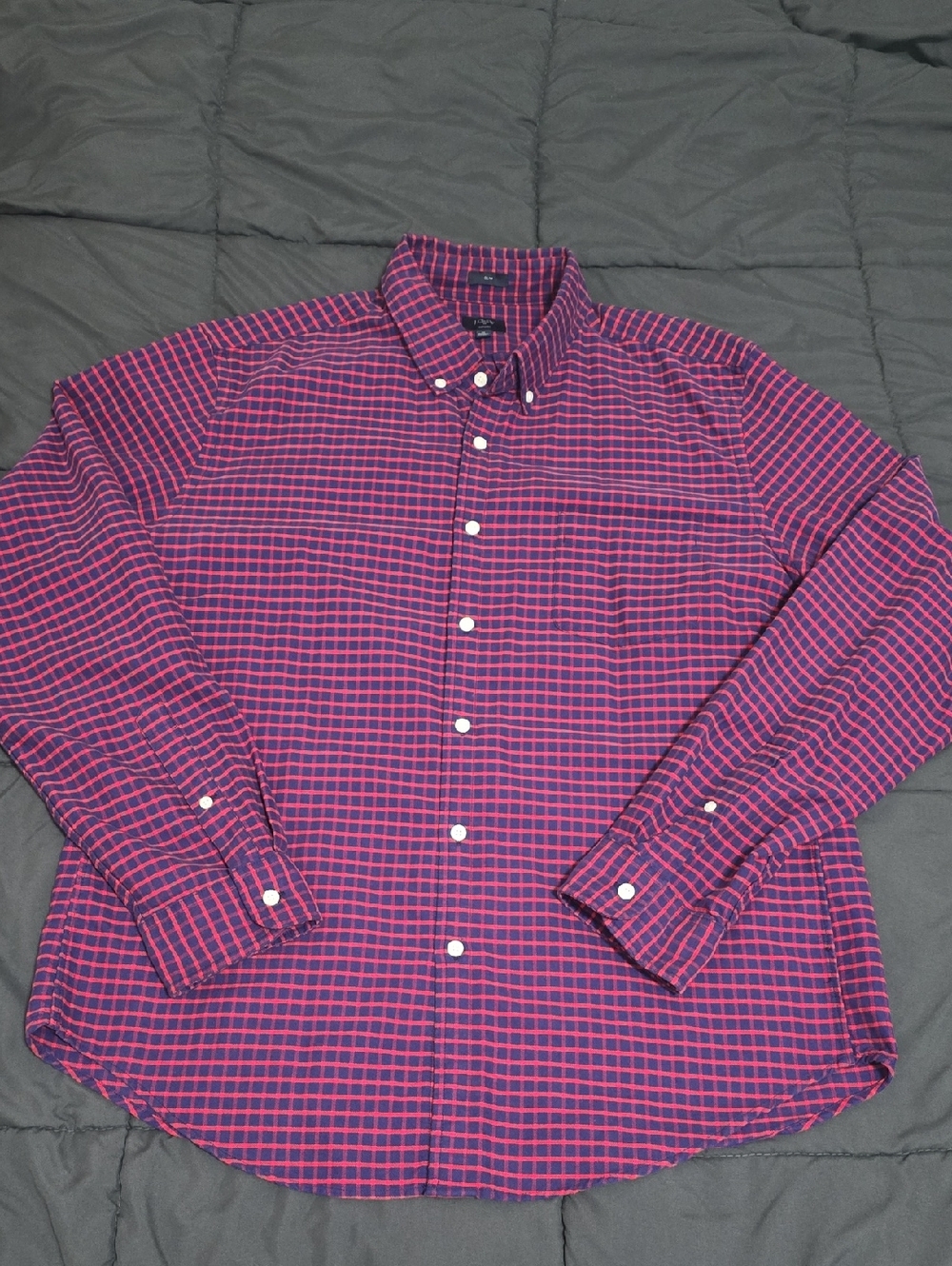 J Crew Mens Blue Red Plaid Slim Fit Button Down Shirt XL Like New
